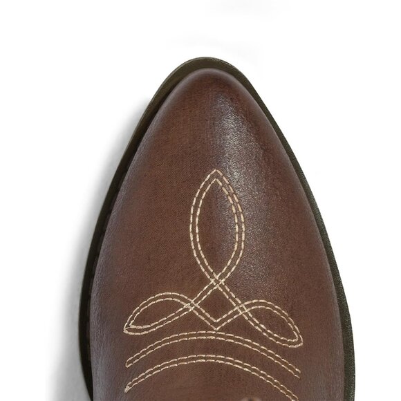 mysoft Women's Brown Western Cowboy Boots Mid Calf Pointed Toe Cowgirl - Picture 6 of 6